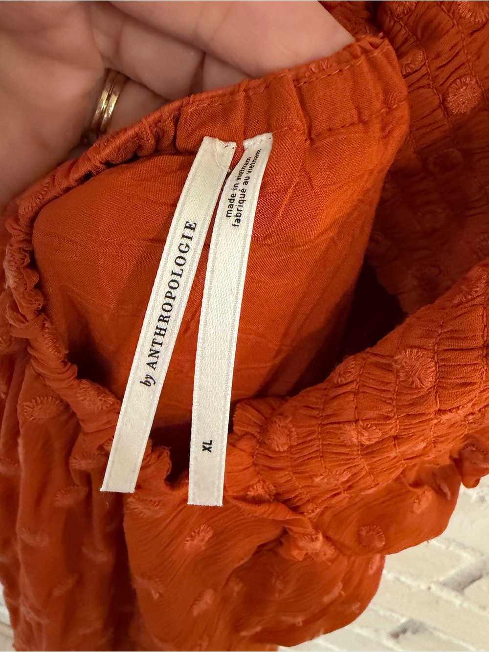 Anthropologie Rust Orange Polka Dot Tiered Maxi Dress - Picture 6 of 7
